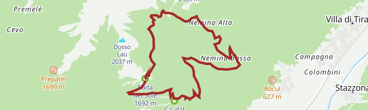Route map: Prato Valentino - Nemina - Fonti della Frascesca